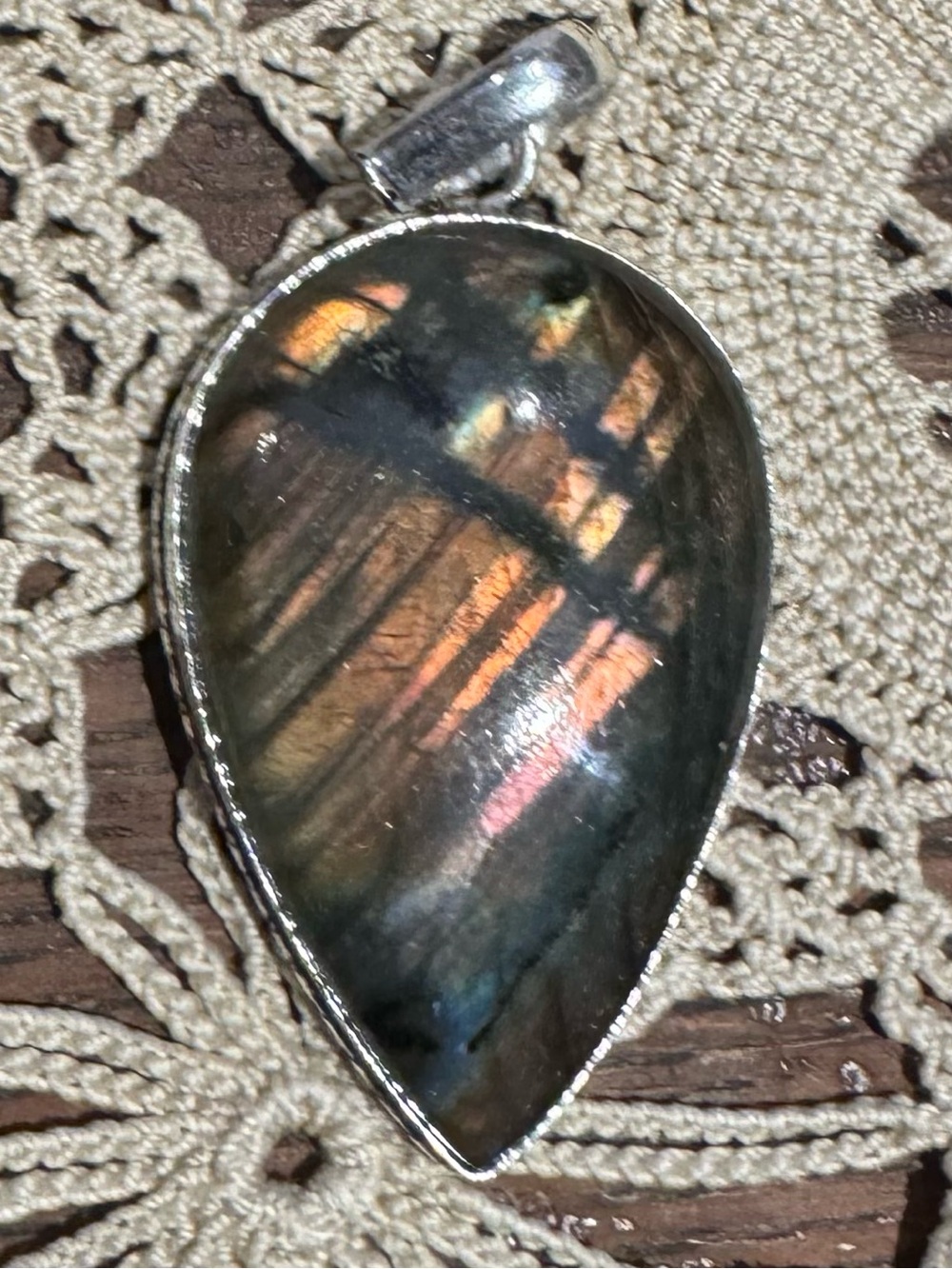 Fiery Labradorite Pendant - 2 inches